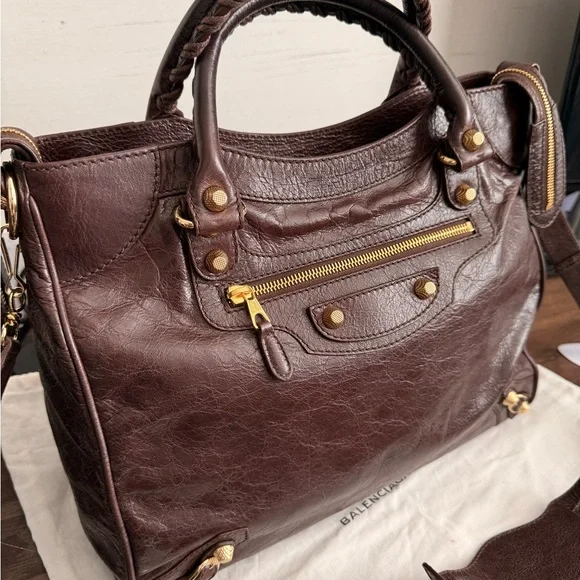 Balenciaga Velo in Cigare Fonce Brown Leather Purse Shoulder Crossbody Bag - Picture 13 of 14